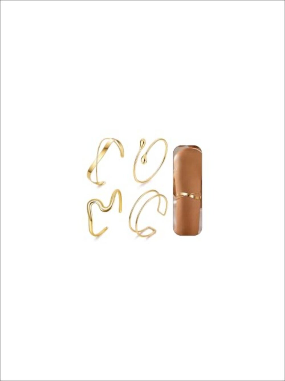 4PC Gold Alloy Arm Cuff Bracelet Set Adjustable Upper Arm Bangle Jewelry
